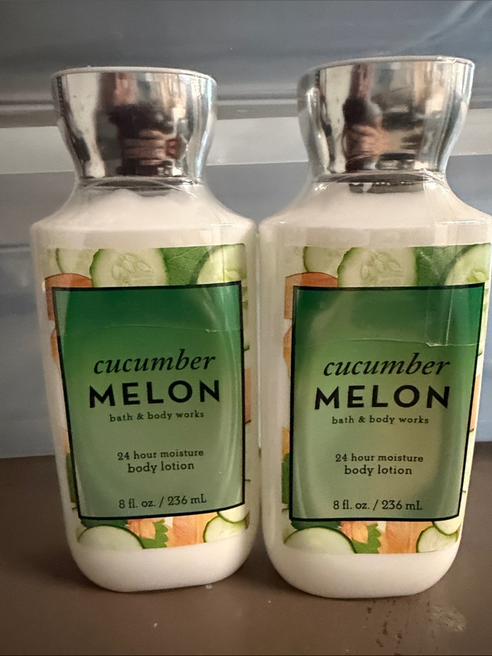 Lot two new sealed Bath and & body works cucumber melon 24 hour lotion vintage